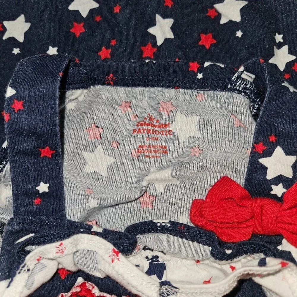 Patriotic 4th of July Baby Girl 3-6 Months Clothes Lot Shirt Romper Bodysuit RWB